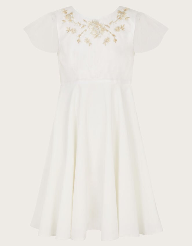 Charlotte Embroidered Dress and Cape, Ivory (IVORY), large