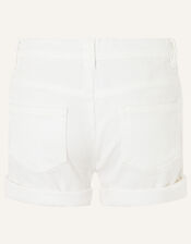 Denim Shorts, White (WHITE), large