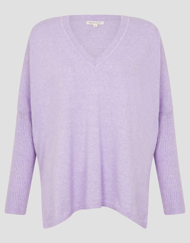 Vicki V-Neck Jumper, Purple (LILAC), large