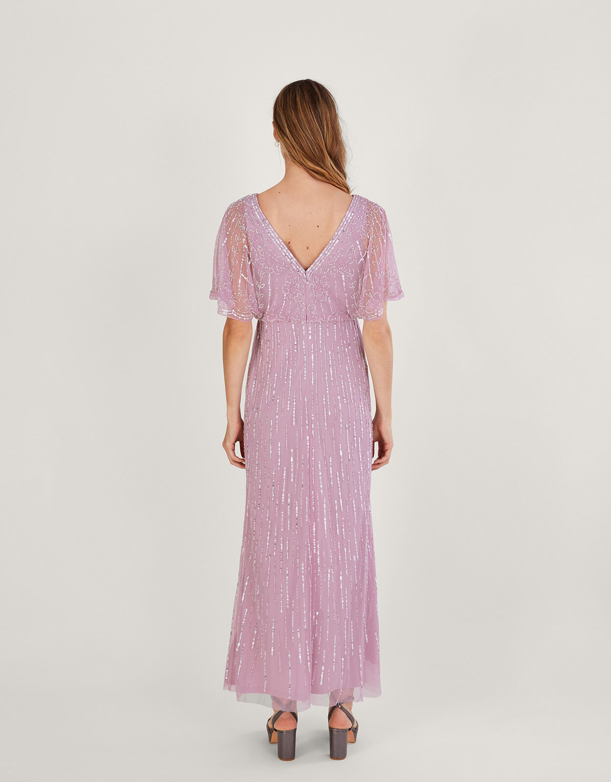 Elizabeth Embellished Maxi Dress in Recycled Polyester Pink