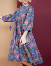 East Charlotte Embroidered Floral Print Dress, Blue (BLUE), large
