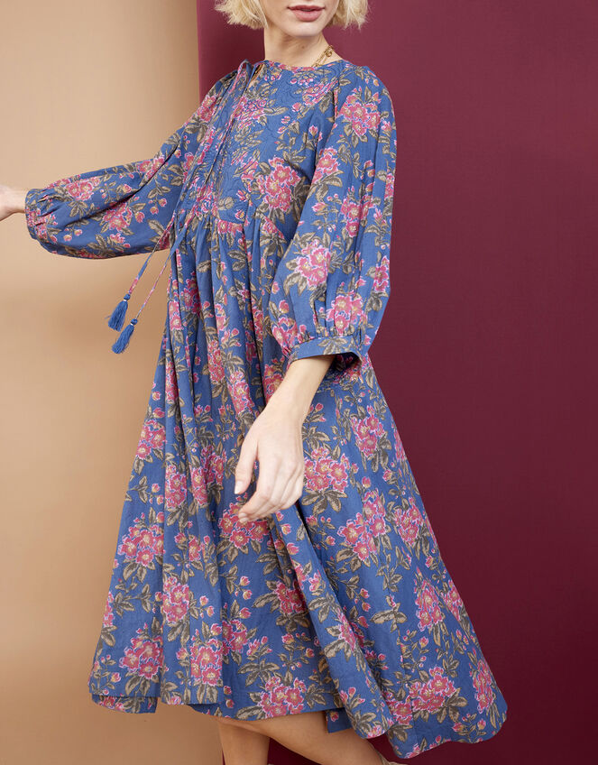 East Charlotte Embroidered Floral Print Dress, Blue (BLUE), large