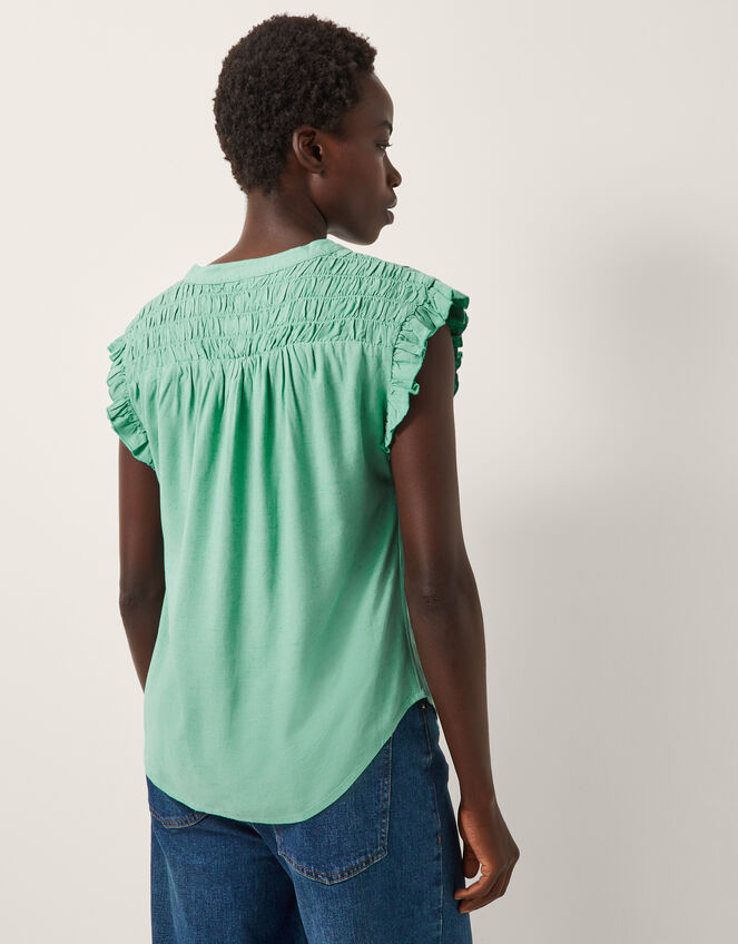 Evelyn Sleeveless Smocked Top, SEA GREEN, large