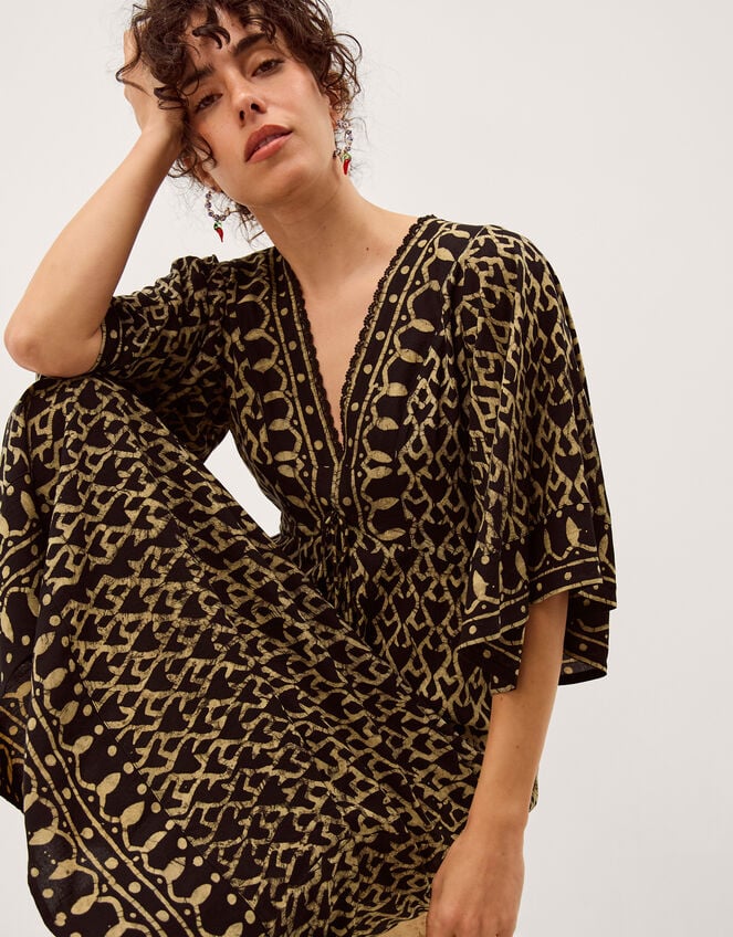 Arti Print Midi Kaftan, Black (BLACK), large