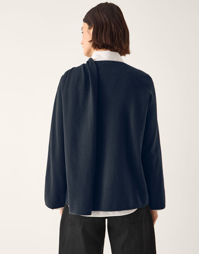 Simmi Asymmetrical Scarf Cardigan, Blue (NAVY), large