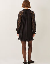 Lulu Long Sleeve Lace Mini Dress, Black (BLACK), large
