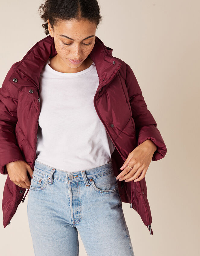Elizabeth Padded Jacket in Recycled Fabric, Red (BERRY), large