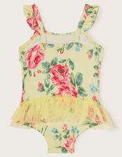 Baby Floral Tutu Swimsuit, Yellow (YELLOW), large