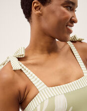 Lillie Leaf Print Stripe Swimsuit, Green (GREEN), large