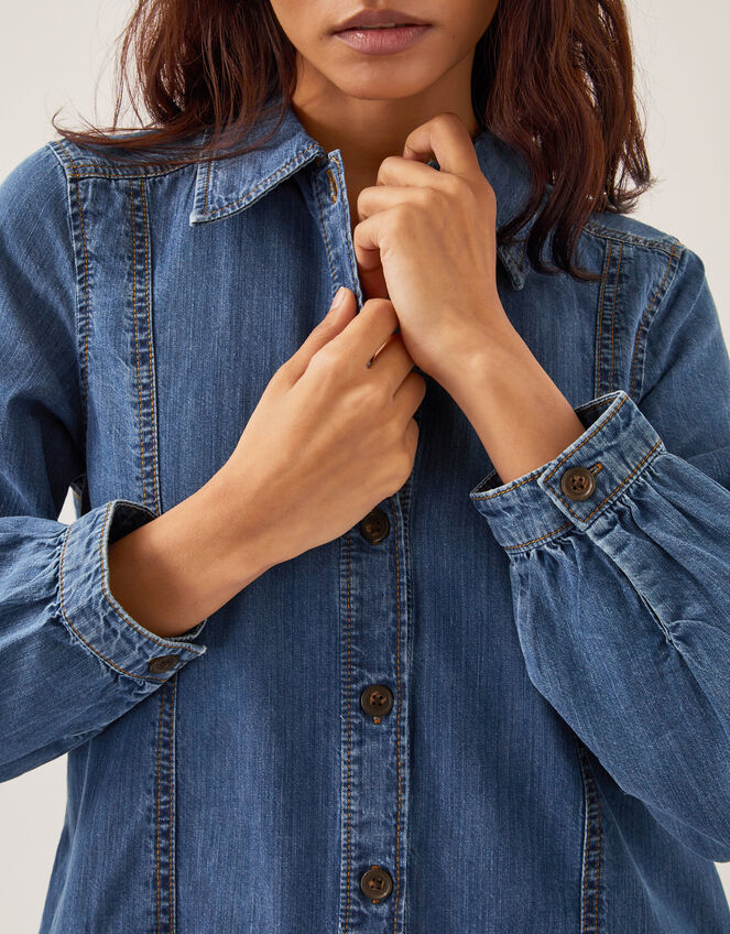 Isla Denim Shirt Dress, Blue (DENIM BLUE), large