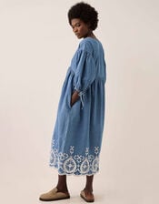 East Coralie Denim Broderie Detailed Dress, Blue (BLUE), large