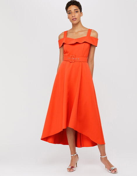 Consuela Cross Neck Dress Orange, Orange (ORANGE), large