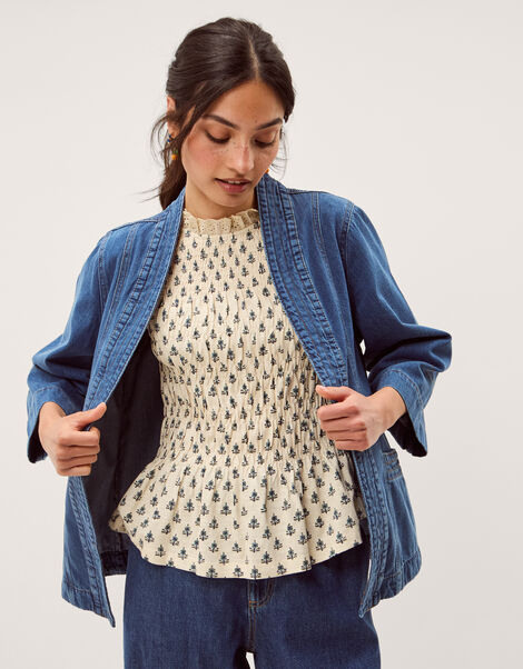 Lorna Kimono Denim Jacket, Blue (MID AUTHENTIC BLUE), large