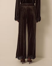 Tami Tassel Velvet Trousers, Brown (CHOCOLATE), large