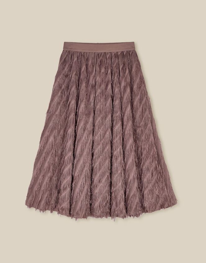 Fayana Fringe A-Line Midi Skirt, Mink (MINK), large