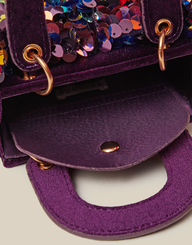 Sequin Bow Tote Bag, Purple (PURPLE), large