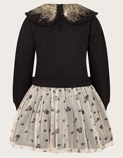 Embellished Floral 2-in-1 Disco Dress, Black (BLACK), large