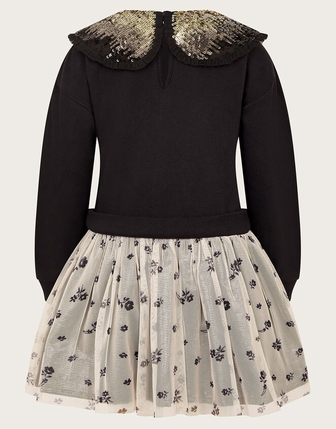 Embellished Floral 2-in-1 Disco Dress, Black (BLACK), large