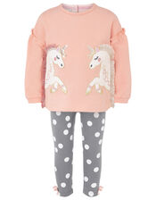 Baby Unicorn Sweatshirt and Leggings Set in Organic Cotton, Pink (PINK), large