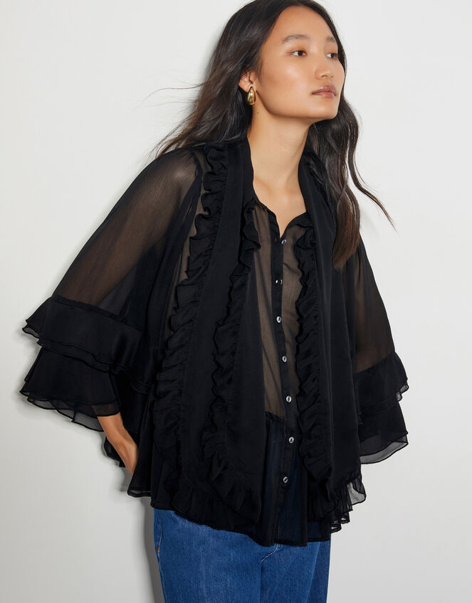 Anais Ruffle Blouse, Black (BLACK), large