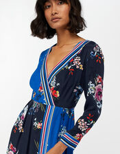 Delilah Floral Wrap Midi Dress, Blue (NAVY), large