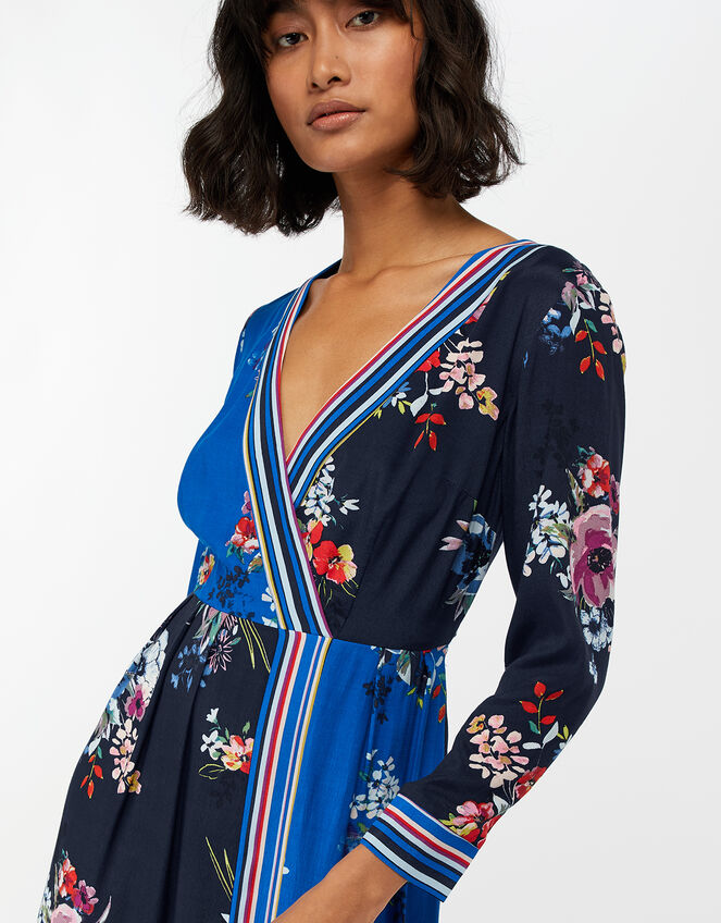 Delilah Floral Wrap Midi Dress, Blue (NAVY), large