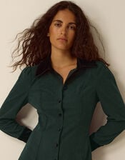 Saba Collar Corduroy Midi Dress, Green (DARK GREEN), large