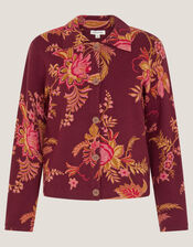 Yasmina Floral Collar Cardigan, Red (BERRY), large