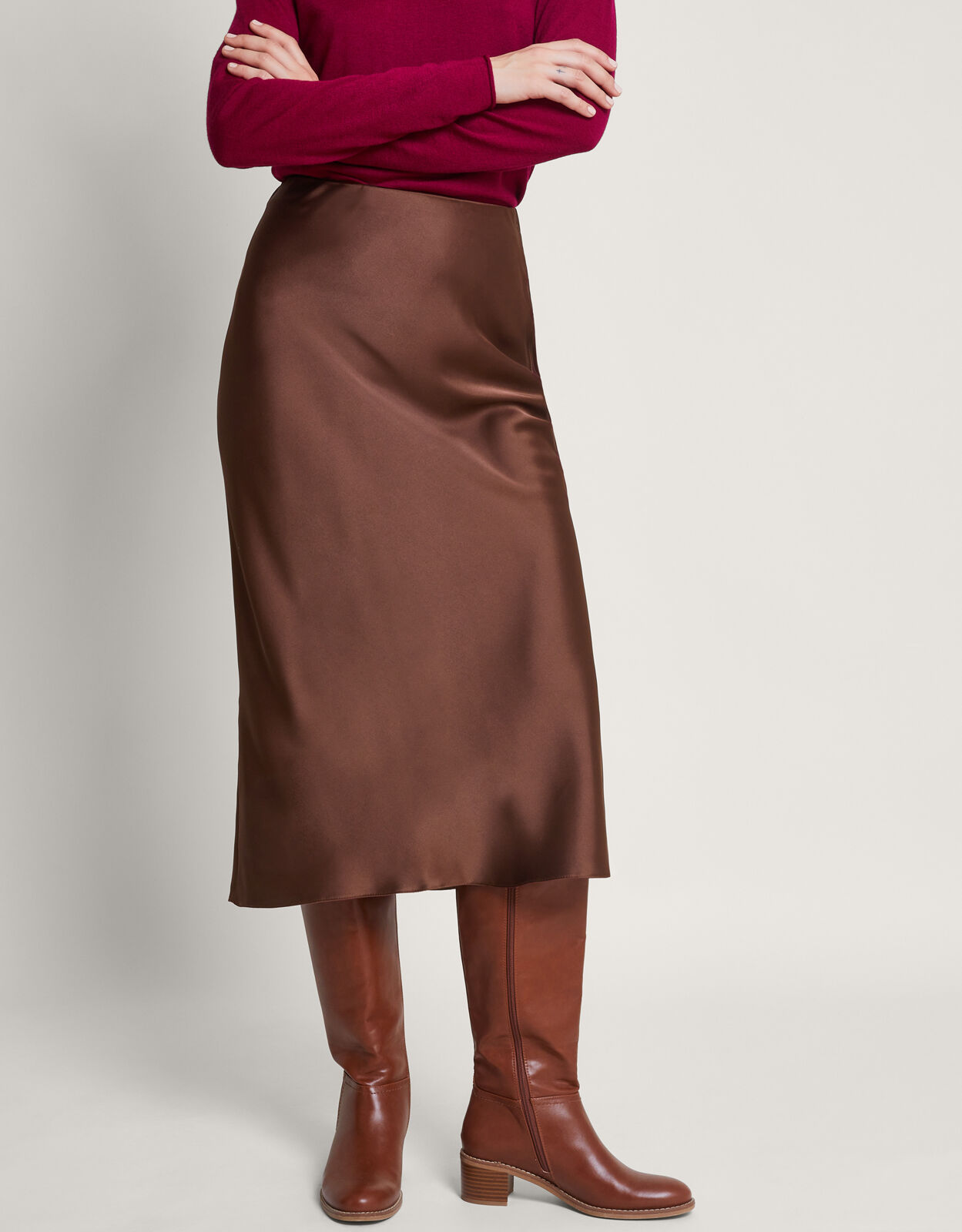 Monsoon leather cheap midi skirt