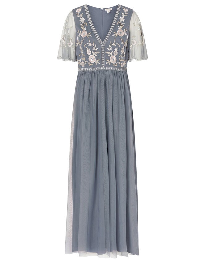Caterina Embroidered Maxi Dress, Blue (BLUE), large
