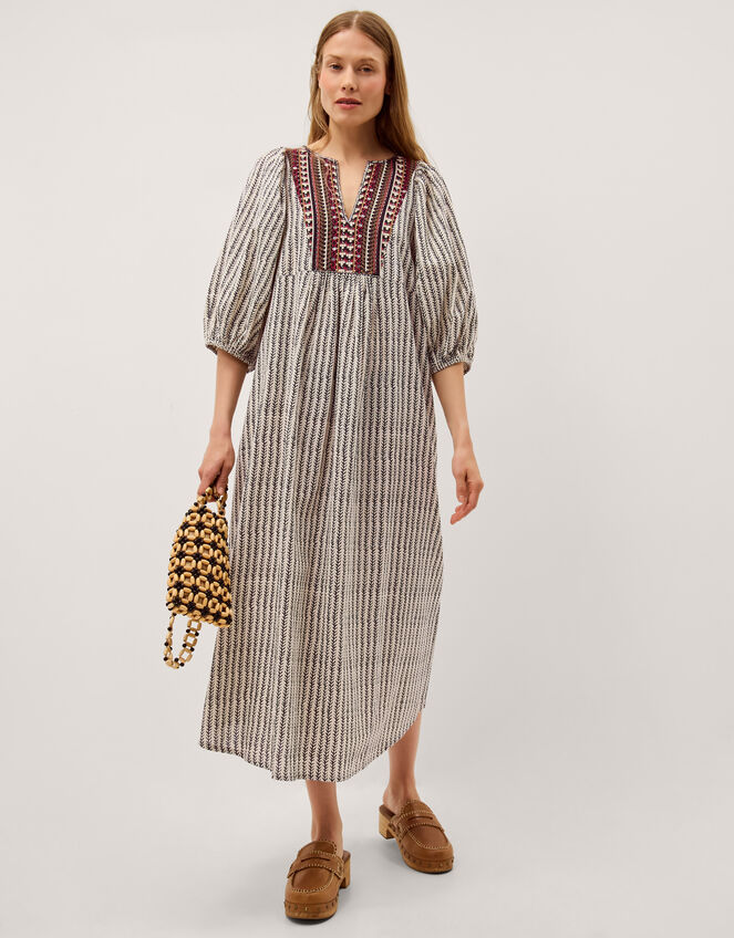 midi dress laila Laila Embellished Print Midi Dress Ivory | Day Dresses