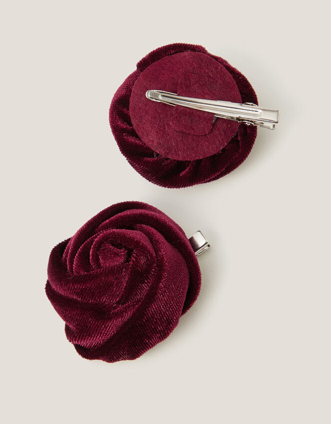 2-Pack Velvet Rose Hair Clips, , large