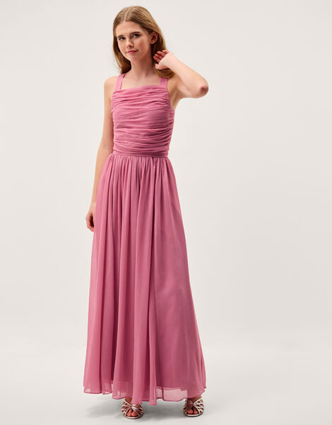 Ellay Cross Back Chiffon Prom Dress, Pink (DUSKY PINK), large