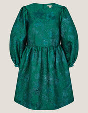 Jolene Jacquard Mini Dress, Green (GREEN), large