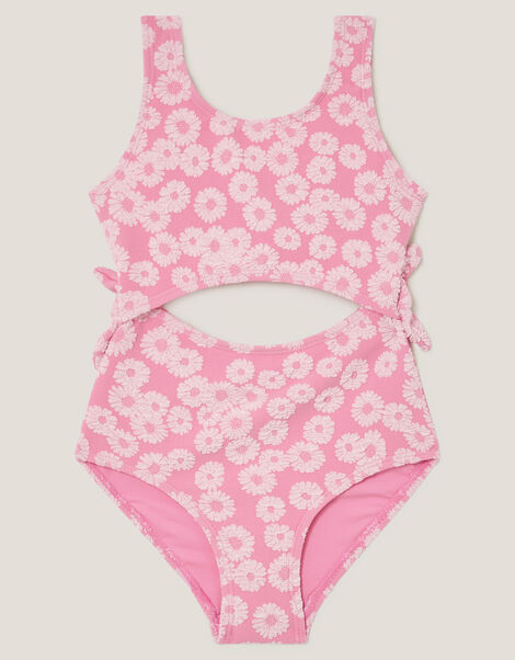 Floral Jacquard Cut-Out Swimsuit, Pink (PINK), large
