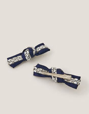 2-Pack Embellished Bow Hair Clips, , large