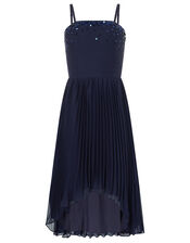 Vienna Sequin Hanky Hem Occasion Dress, Blue (NAVY), large