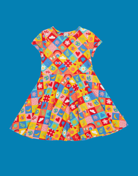 Frugi Spring Printed Skater Dress, Multi (MULTI), large