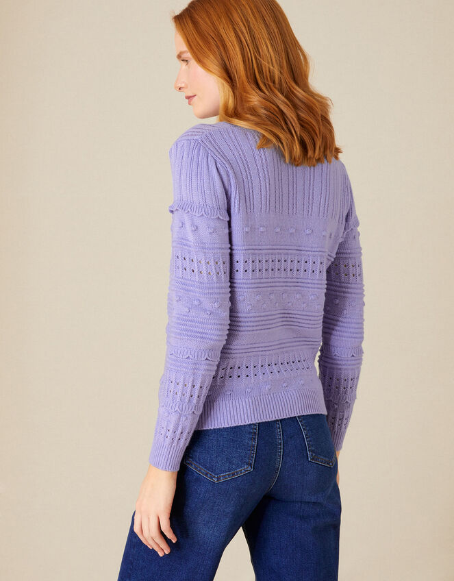 Pointelle Stitch Scallop Detail Jumper, Purple (PURPLE), large