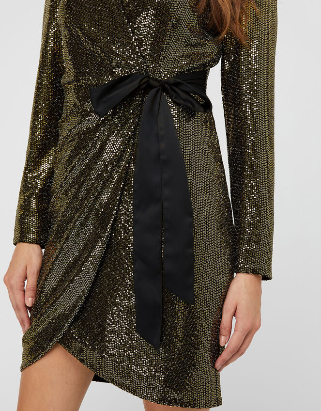 Trinity Sequin Tux Dress, Gold (GOLD), large