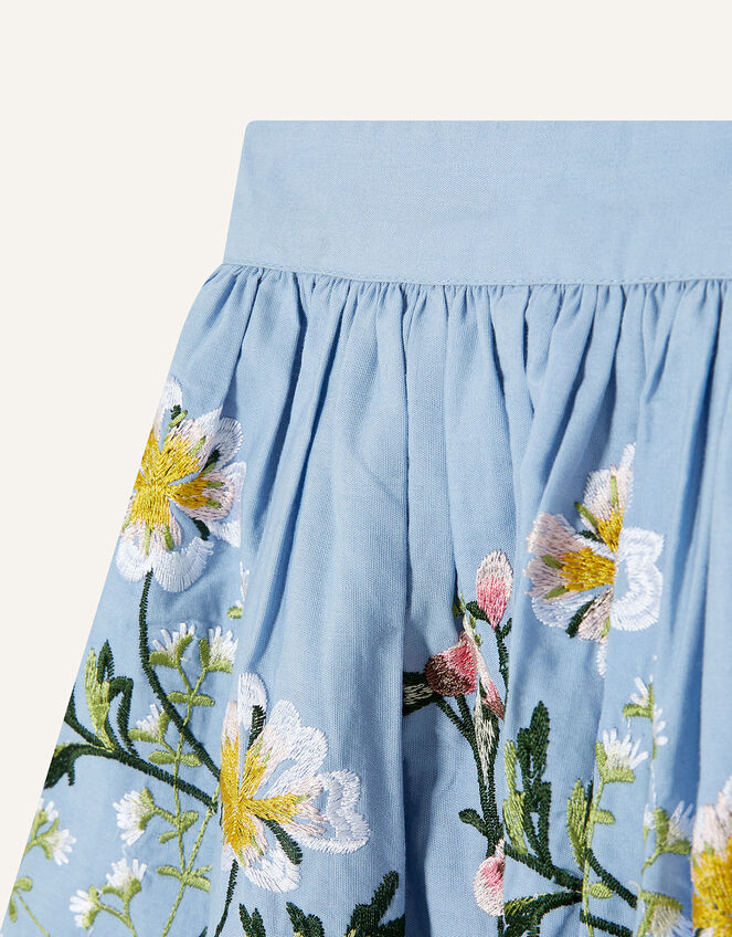 Boutique Meadow Embroidered Skirt, Blue (BLUE), large
