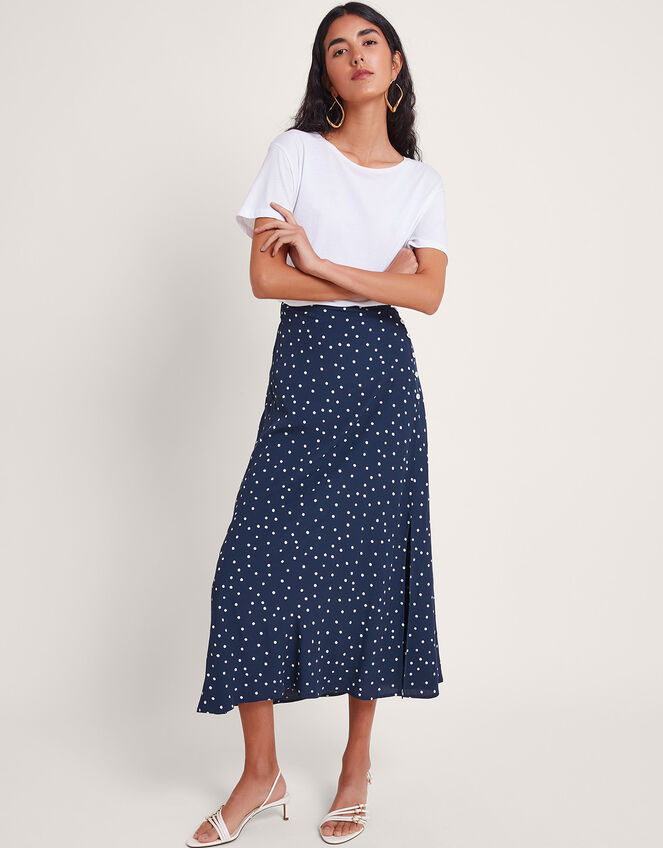 Shiloh Spot Bias Skirt, Blue (NAVY), large