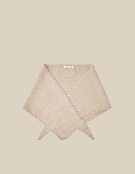 Fae Knitted Triangle Scarf, Natural (NATURAL), large