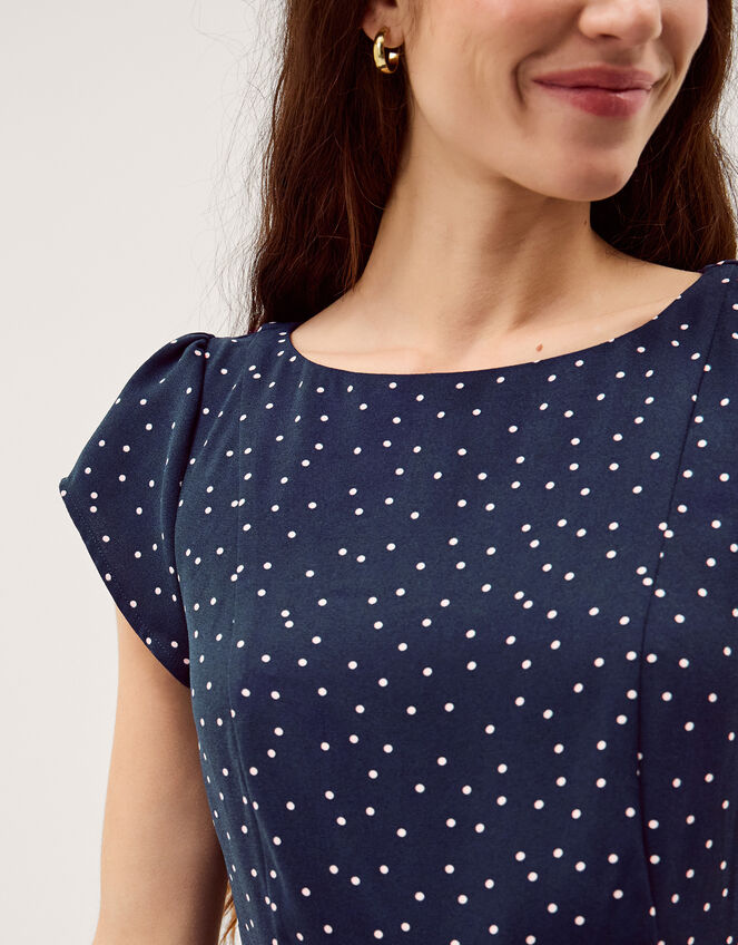 Caitie Polka Dot Midi Dress, Blue (NAVY), large