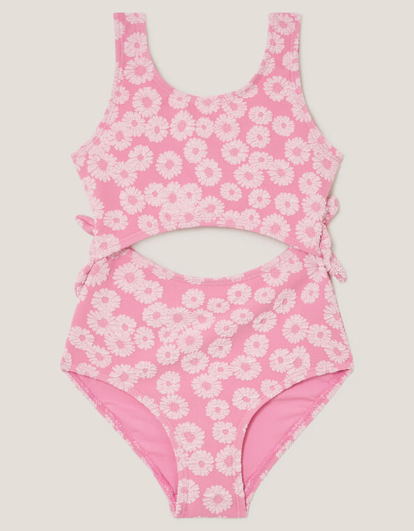 Floral Jacquard Cut-Out Swimsuit, Pink (PINK), large