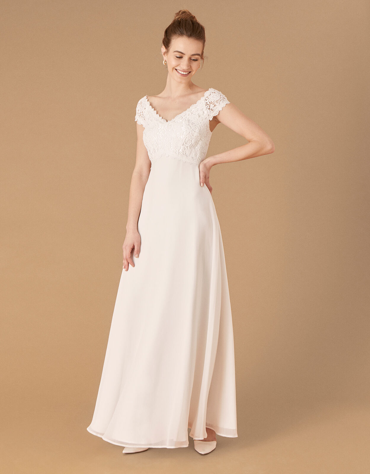 Sloane Lace Bodice Bardot Bridal Dress Ivory Wedding Dresses