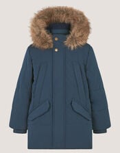 Water-Resistant Parka Coat, Blue (NAVY), large