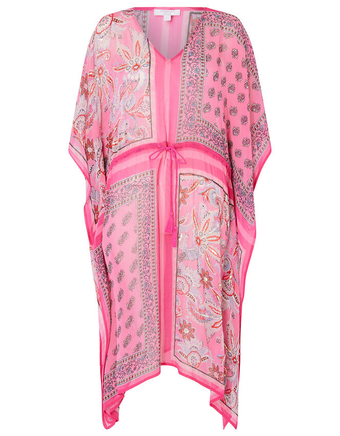 Mixed Print Kaftan in Sustainable Viscose, Pink (PINK), large