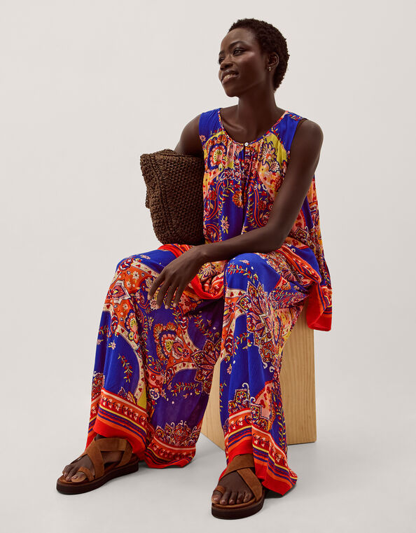 Padma Printed Palazzo Pants, Blue (COBALT), large