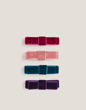 4-Pack Mini Velvet Bow Hair Clips, , large
